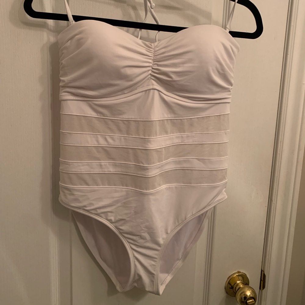La Vie En Rose Aqua White Mesh One Piece